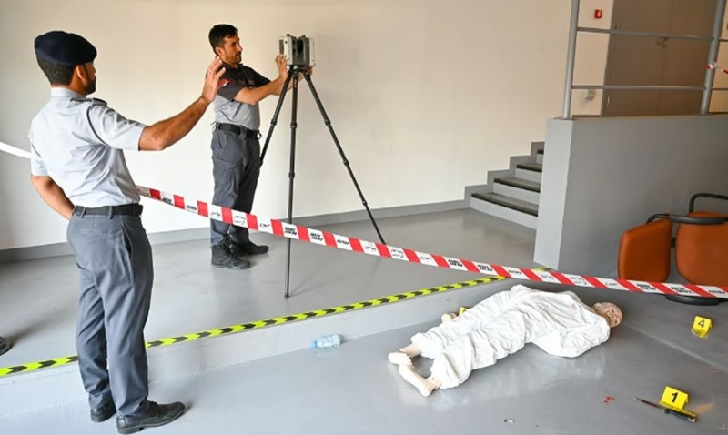 Major Alkaabi on a mock crime scene